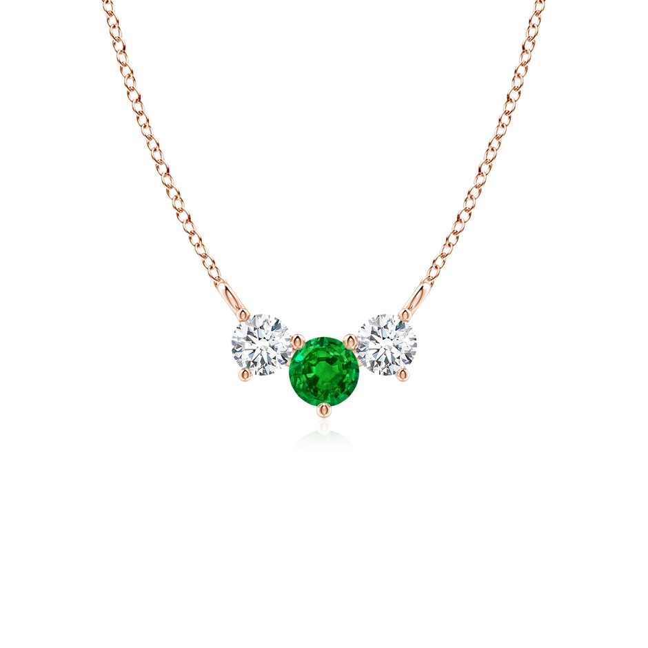 4mm AAAA Classic Emerald and Diamond Necklace in Rose Gold 