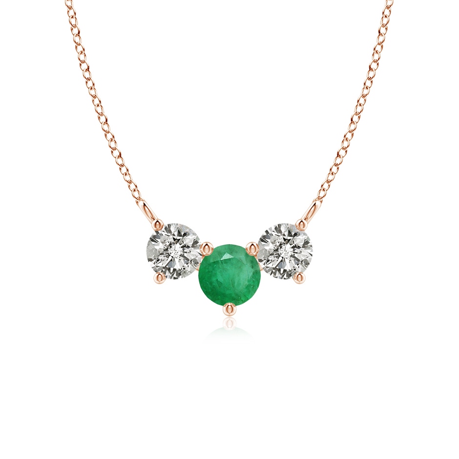 5mm A Classic Emerald and Diamond Necklace in Rose Gold 