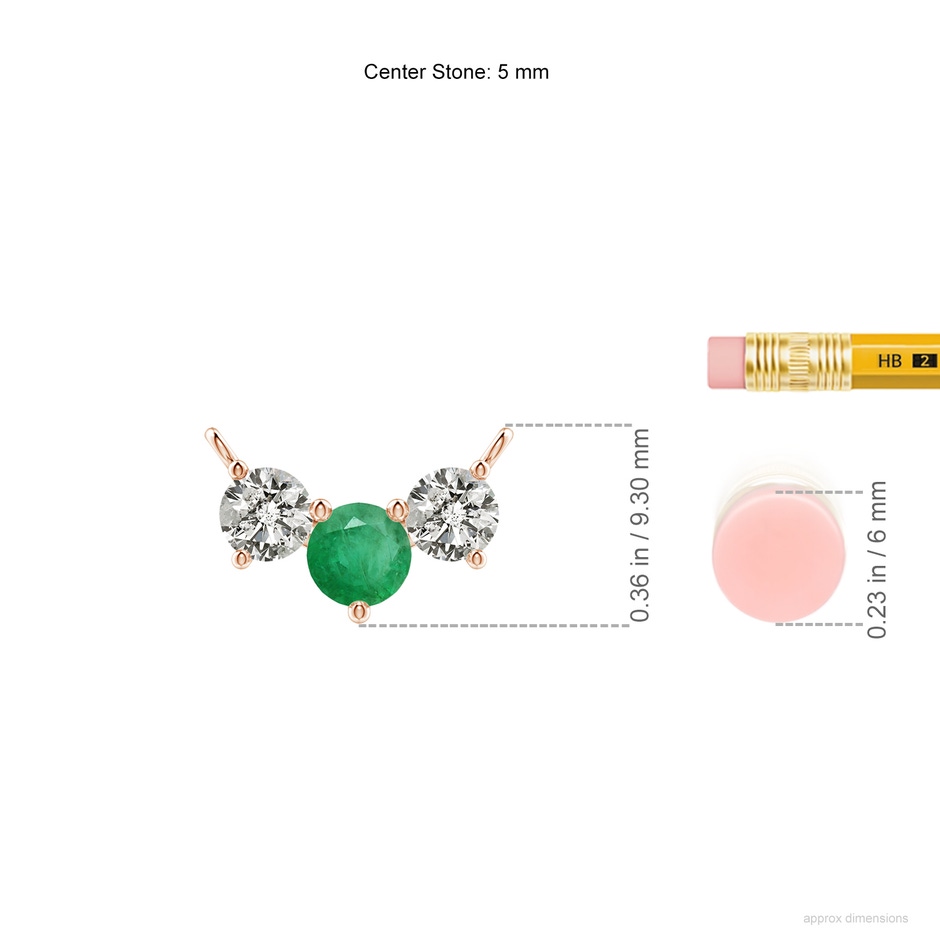 5mm A Classic Emerald and Diamond Necklace in Rose Gold ruler