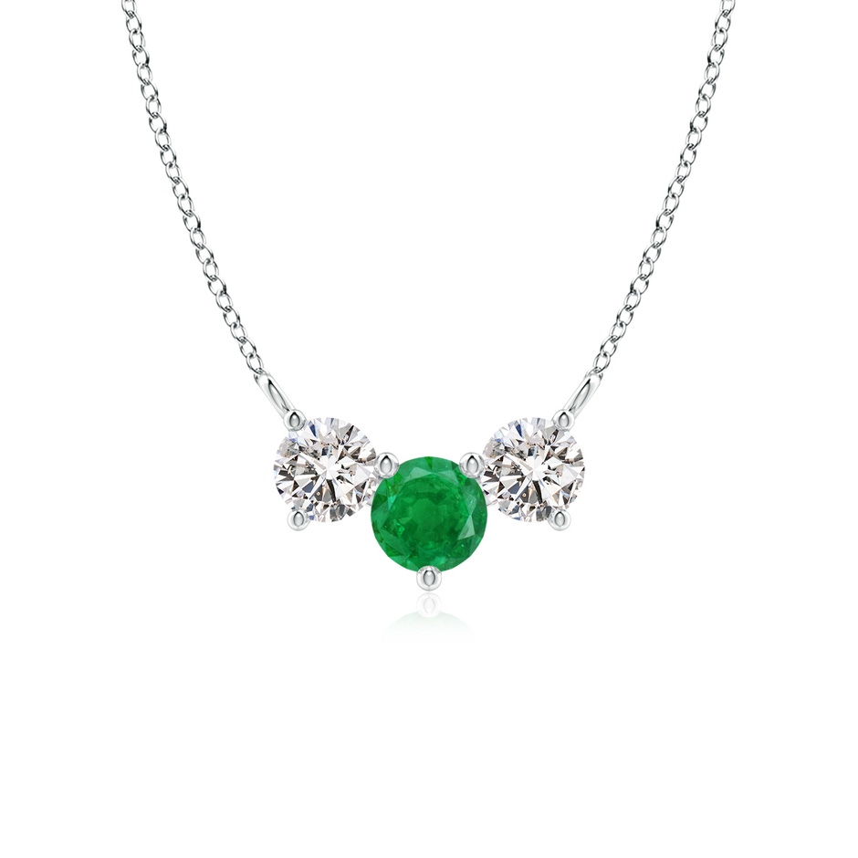 5mm AA Classic Emerald and Diamond Necklace in P950 Platinum 