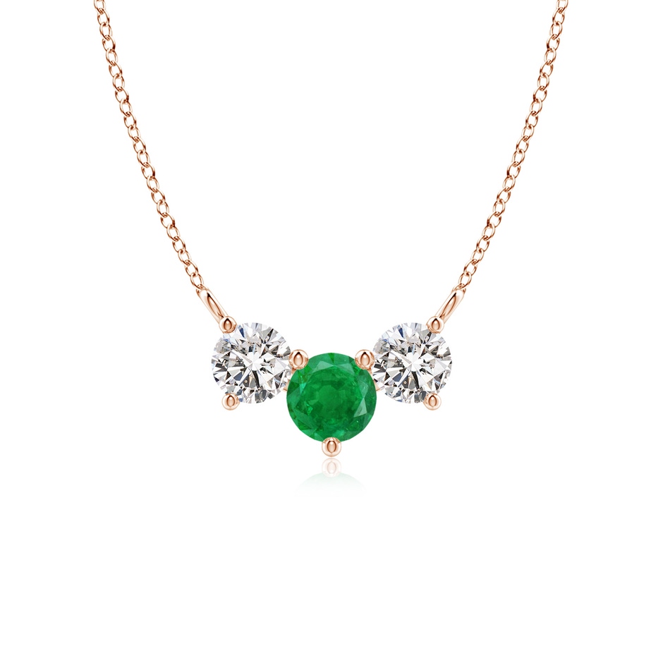 5mm AA Classic Emerald and Diamond Necklace in Rose Gold 