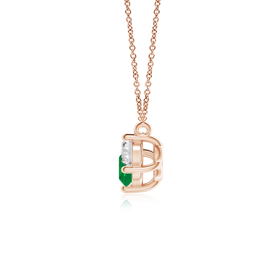 5mm AA Classic Emerald and Diamond Necklace in Rose Gold side 199
