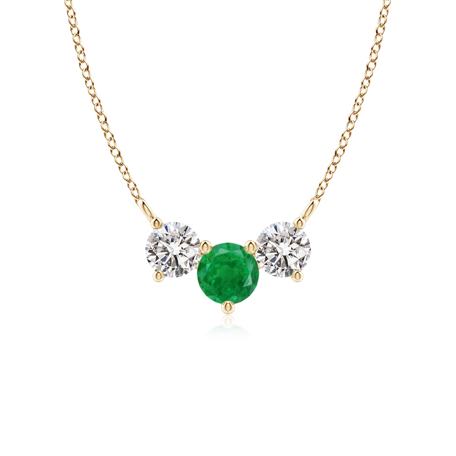 5mm AA Classic Emerald and Diamond Necklace in Yellow Gold 