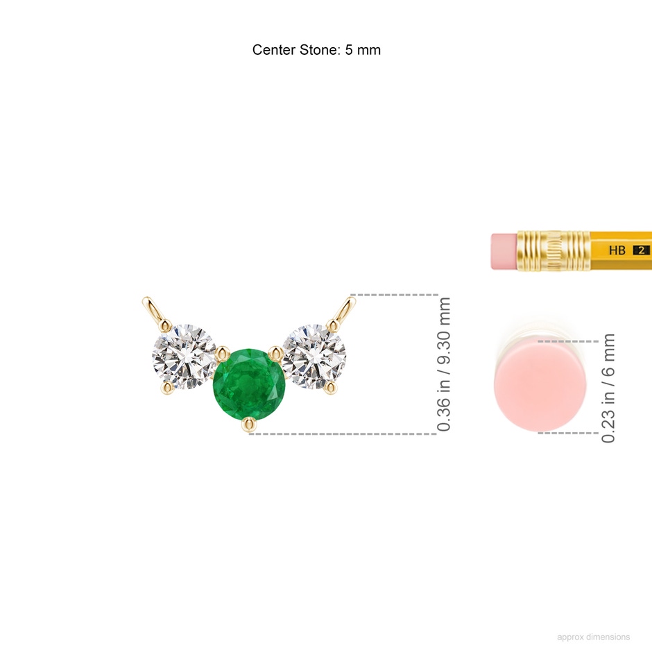 5mm AA Classic Emerald and Diamond Necklace in Yellow Gold ruler