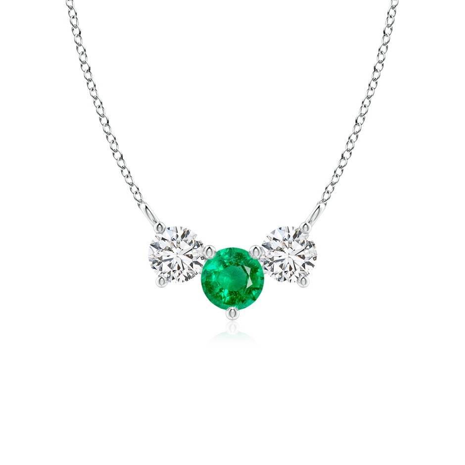 5mm AAA Classic Emerald and Diamond Necklace in P950 Platinum 