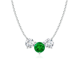 5mm AAAA Classic Emerald and Diamond Necklace in P950 Platinum