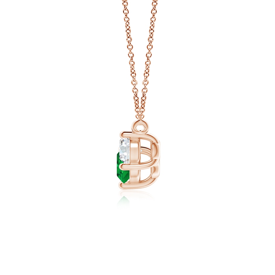 5mm AAAA Classic Emerald and Diamond Necklace in Rose Gold side 199