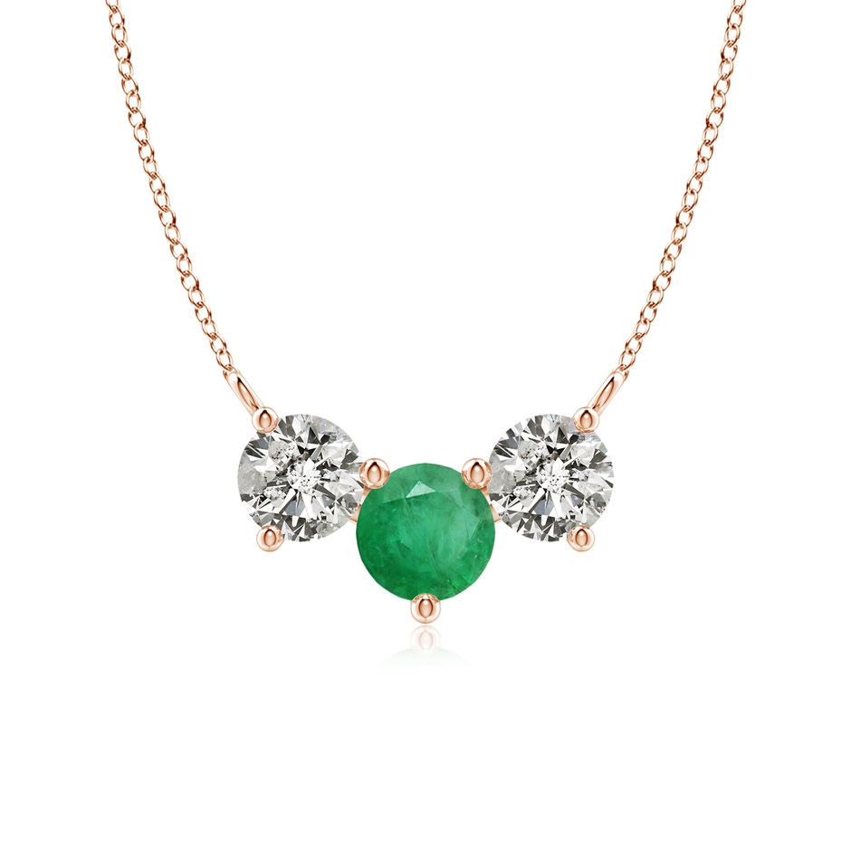 6mm A Classic Emerald and Diamond Necklace in Rose Gold 