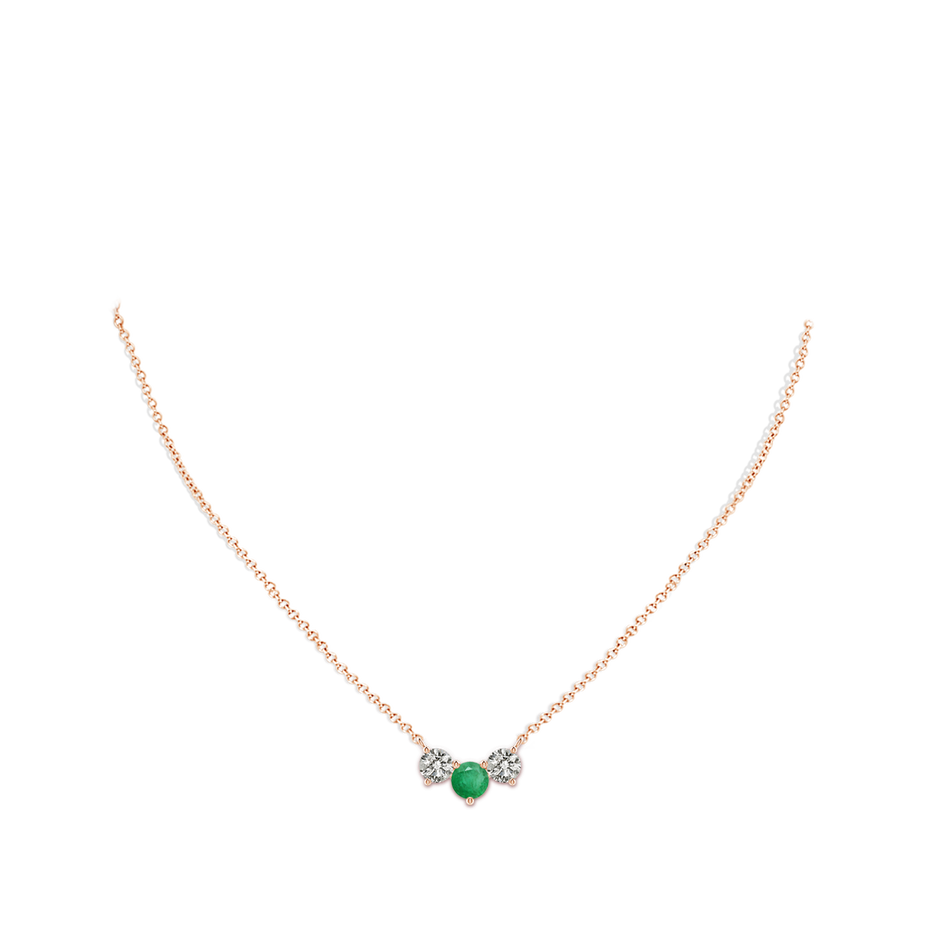 6mm A Classic Emerald and Diamond Necklace in Rose Gold pen
