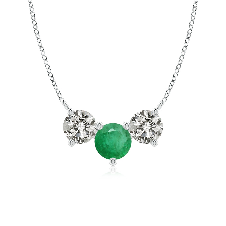 6mm A Classic Emerald and Diamond Necklace in White Gold 