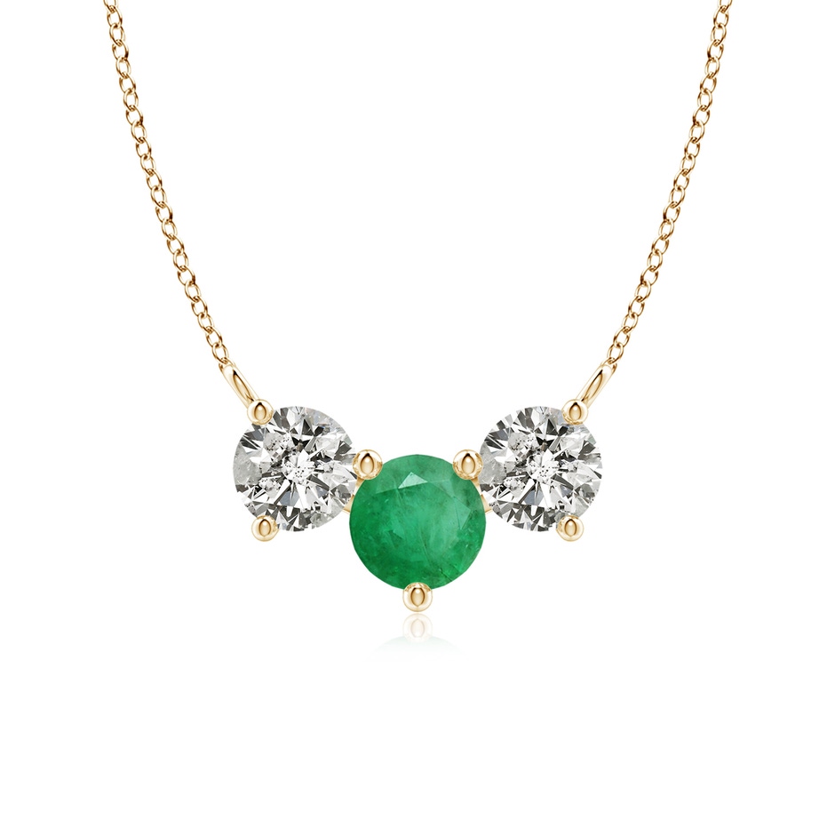 6mm A Classic Emerald and Diamond Necklace in Yellow Gold 