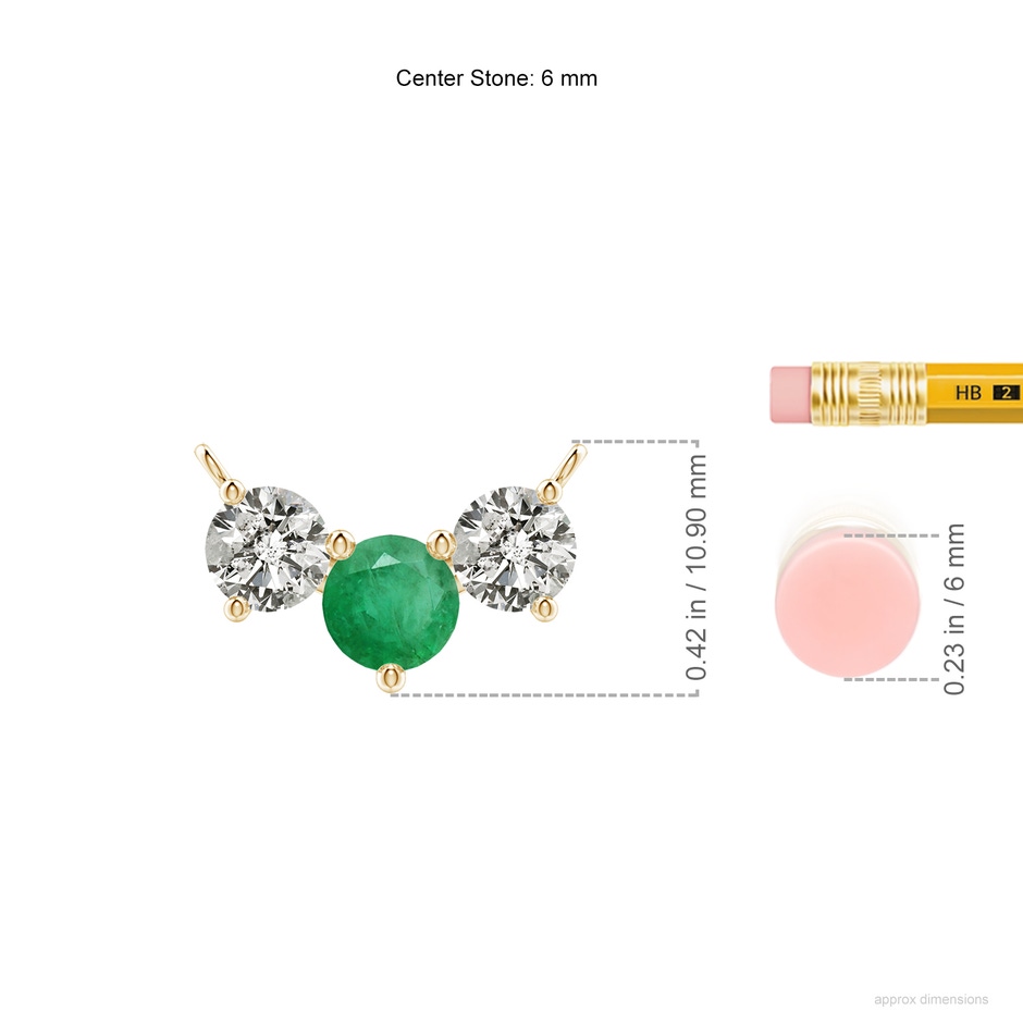 6mm A Classic Emerald and Diamond Necklace in Yellow Gold ruler