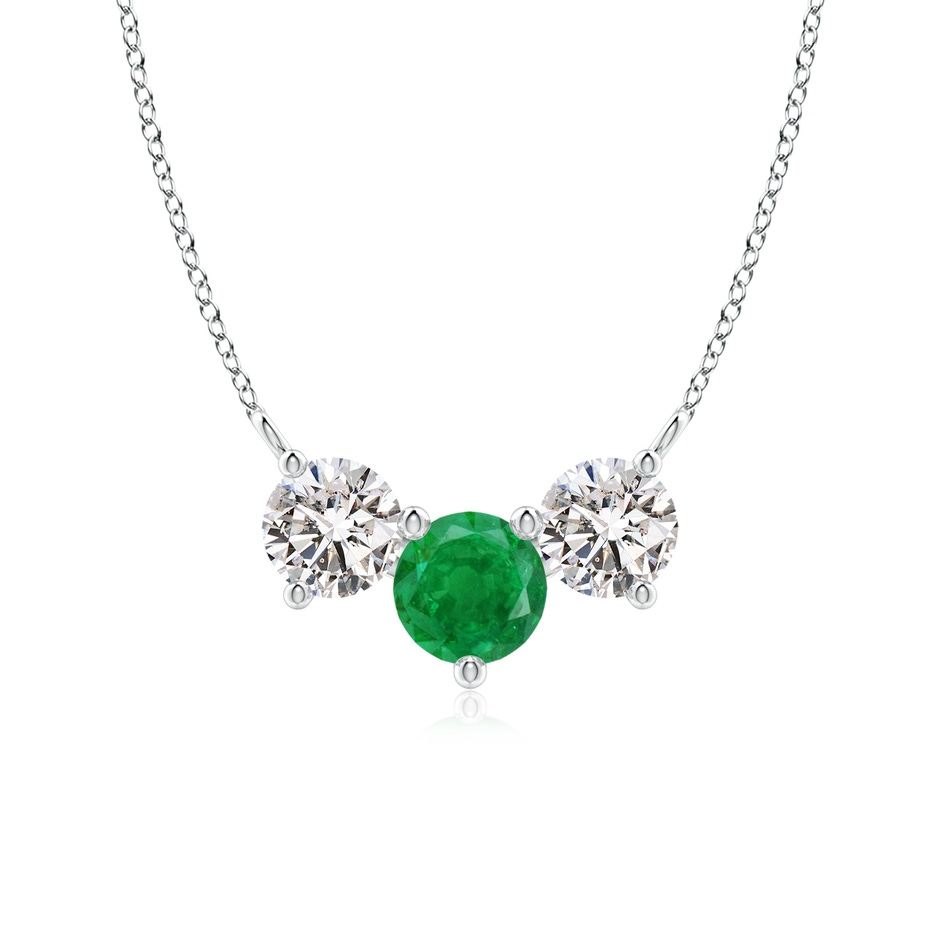 6mm AA Classic Emerald and Diamond Necklace in P950 Platinum 