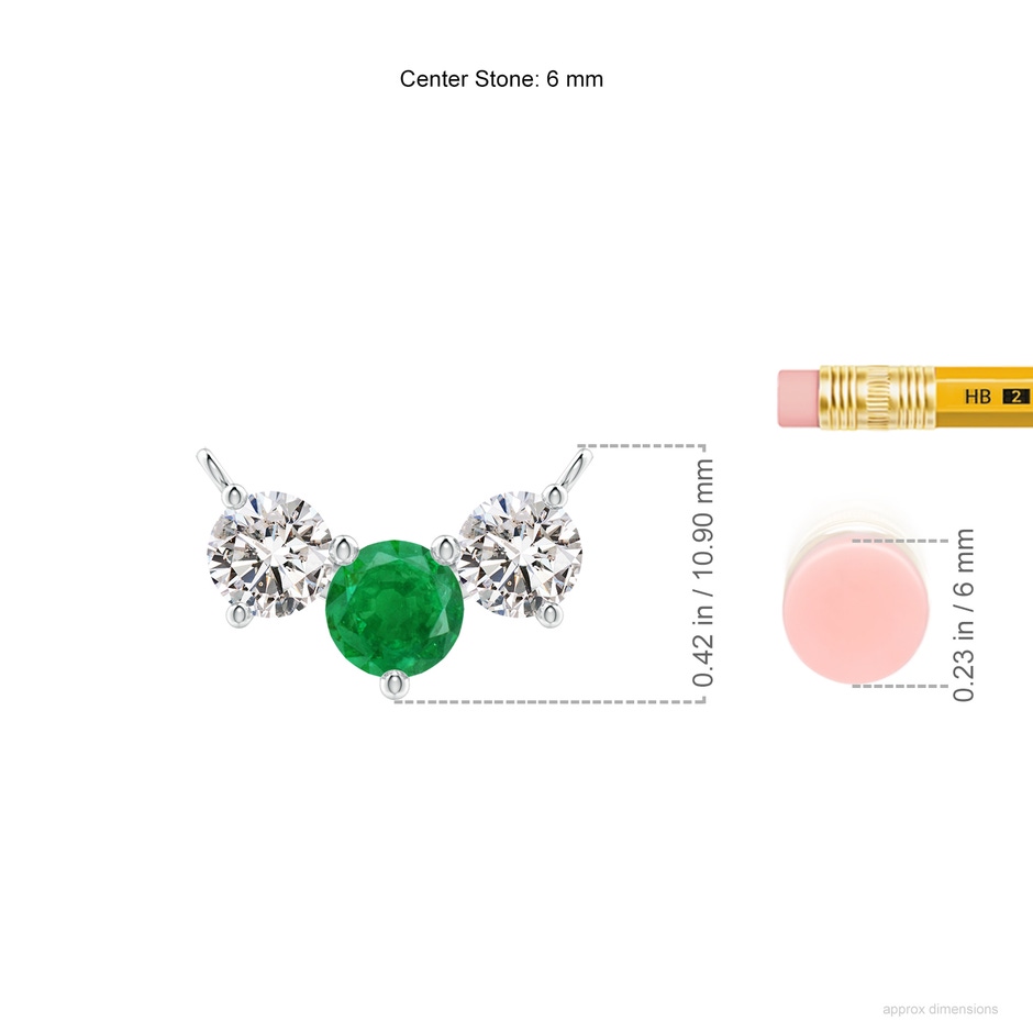 6mm AA Classic Emerald and Diamond Necklace in P950 Platinum ruler