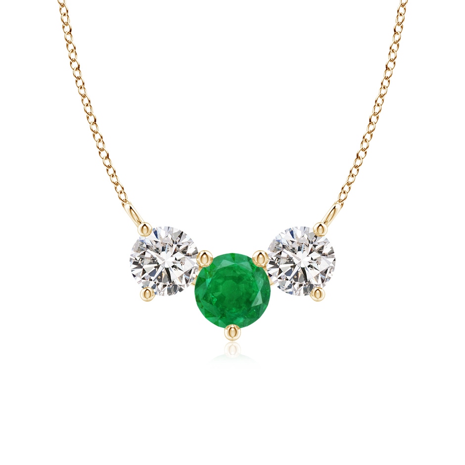 6mm AA Classic Emerald and Diamond Necklace in Yellow Gold 