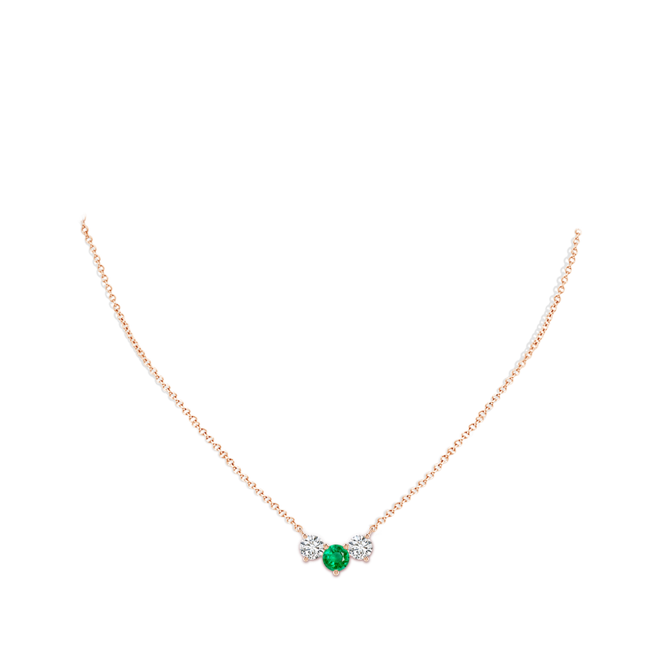 6mm AAA Classic Emerald and Diamond Necklace in Rose Gold pen