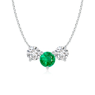 6mm AAA Classic Emerald and Diamond Necklace in White Gold