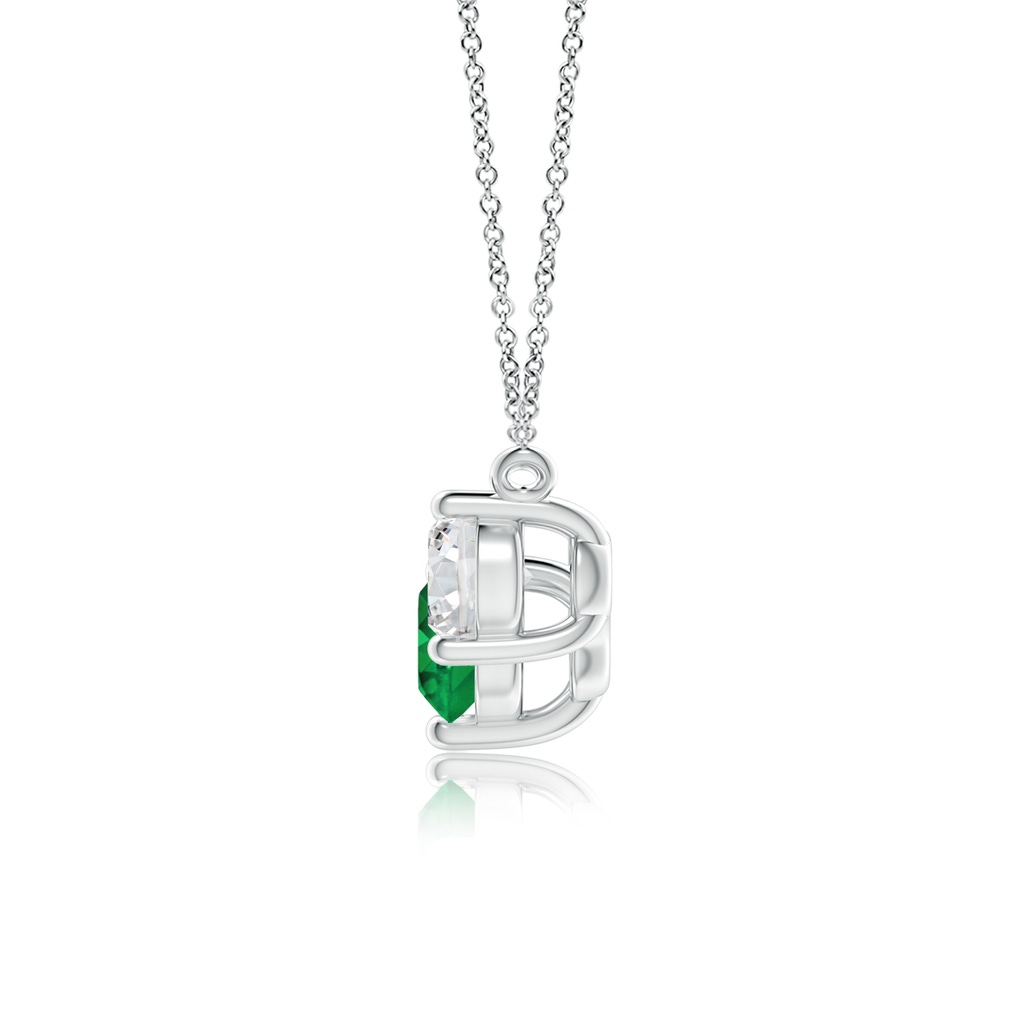 6mm AAA Classic Emerald and Diamond Necklace in White Gold Side 199