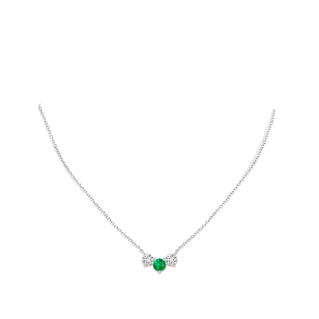 6mm AAA Classic Emerald and Diamond Necklace in White Gold pen