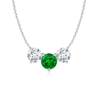 6mm AAAA Classic Emerald and Diamond Necklace in P950 Platinum