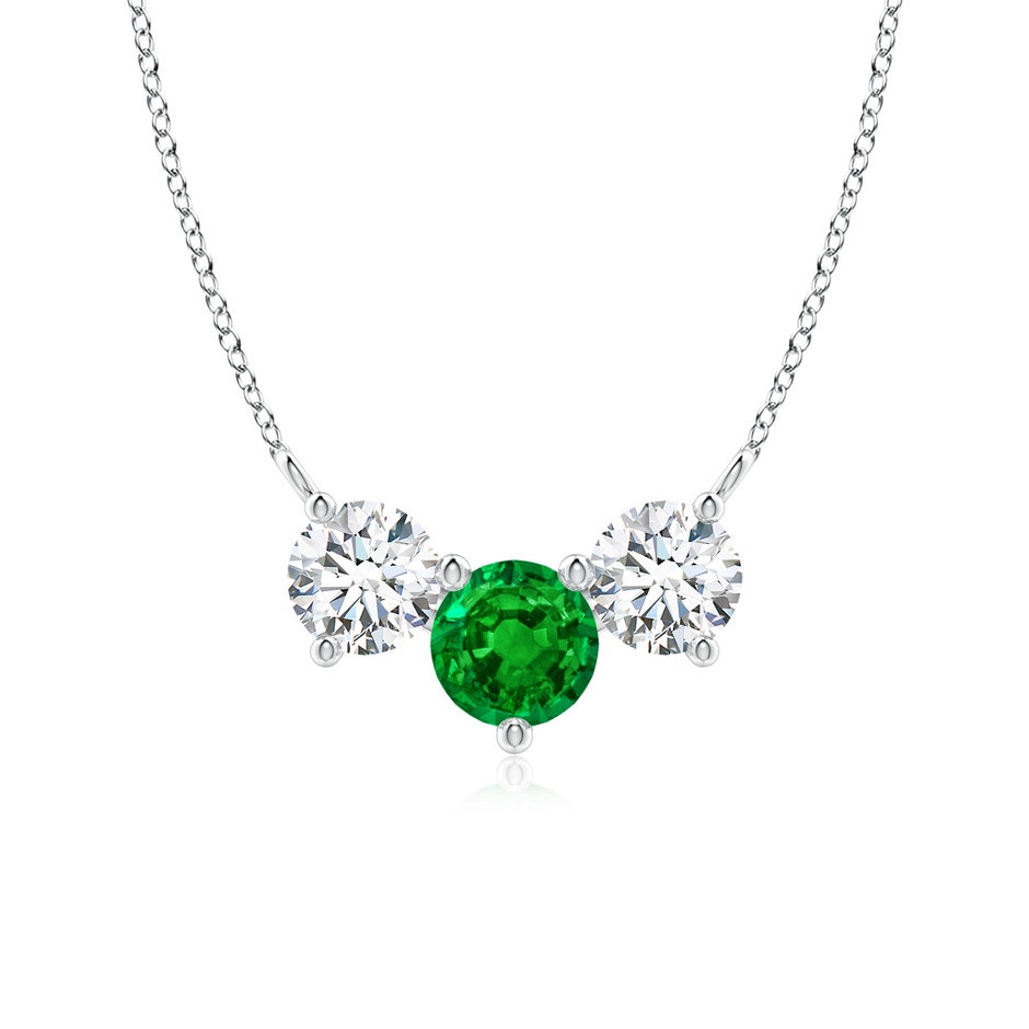 6mm AAAA Classic Emerald and Diamond Necklace in P950 Platinum 
