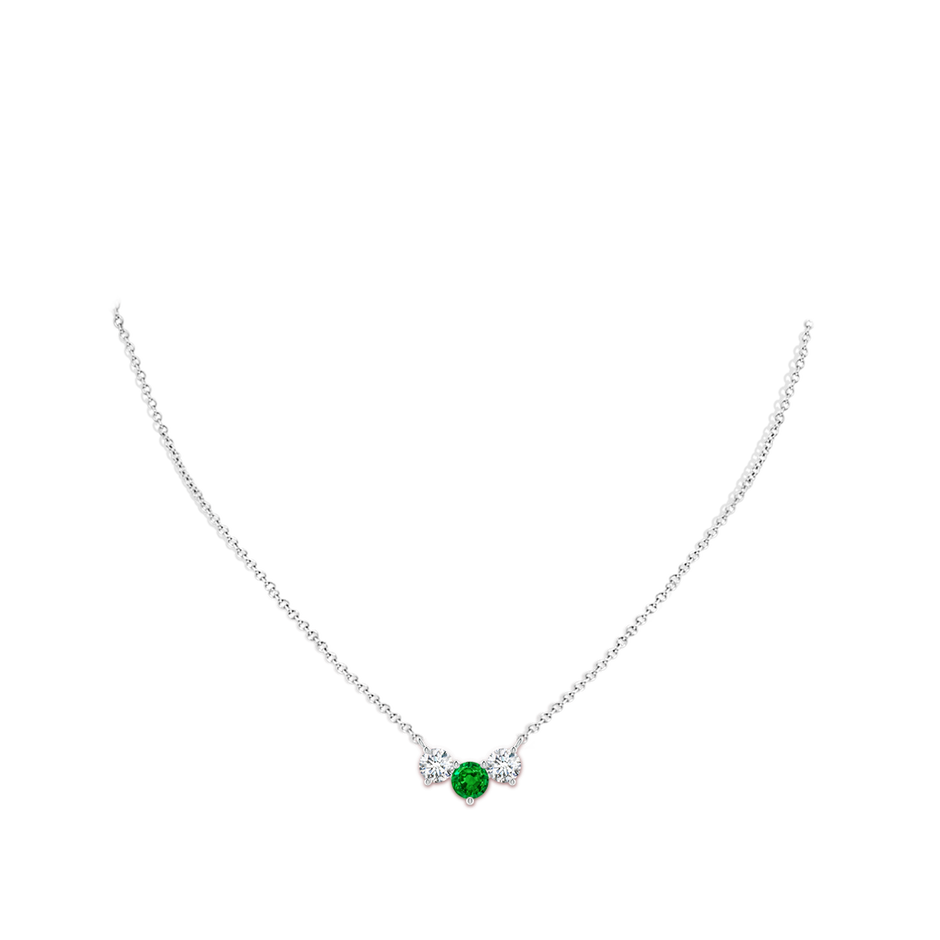 6mm AAAA Classic Emerald and Diamond Necklace in P950 Platinum pen