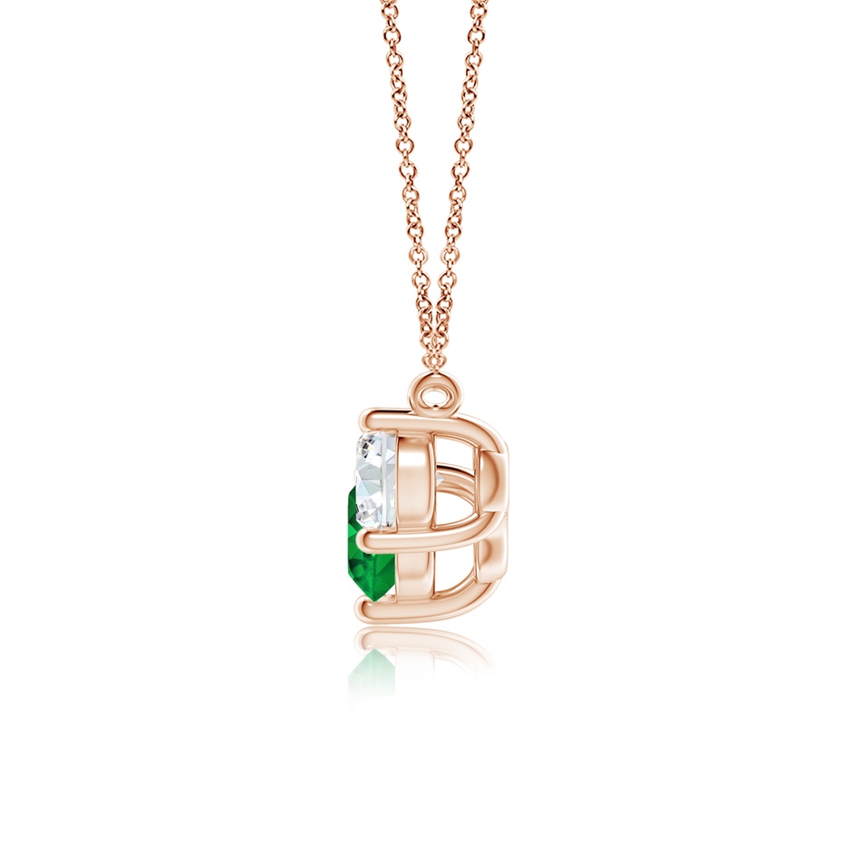 6mm AAAA Classic Emerald and Diamond Necklace in Rose Gold side 199