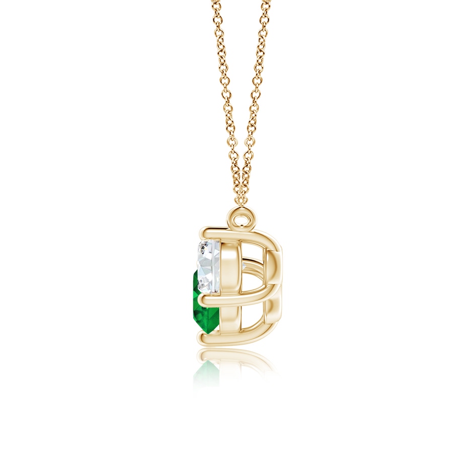 6mm AAAA Classic Emerald and Diamond Necklace in Yellow Gold side 199
