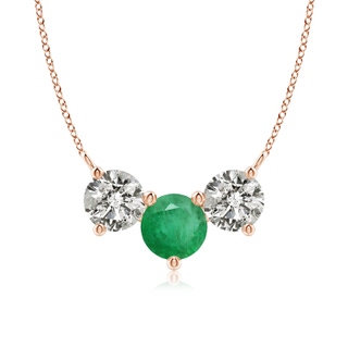 7mm A Classic Emerald and Diamond Necklace in 9K Rose Gold