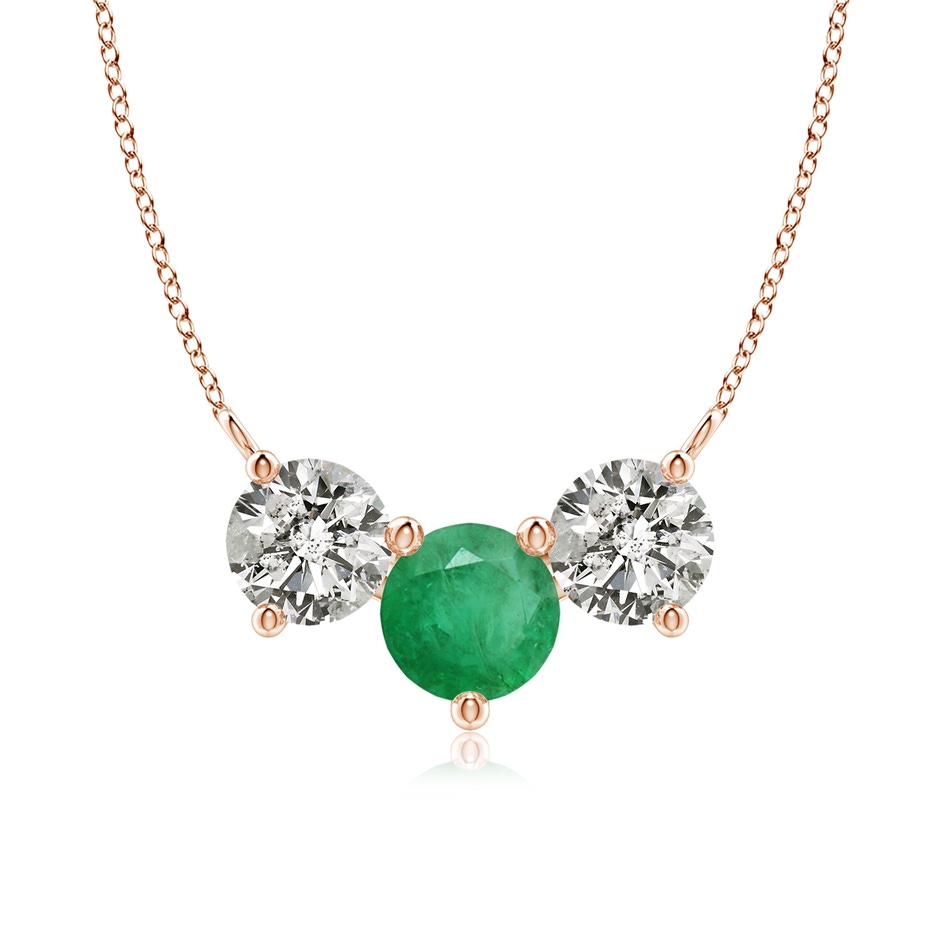 7mm A Classic Emerald and Diamond Necklace in Rose Gold 