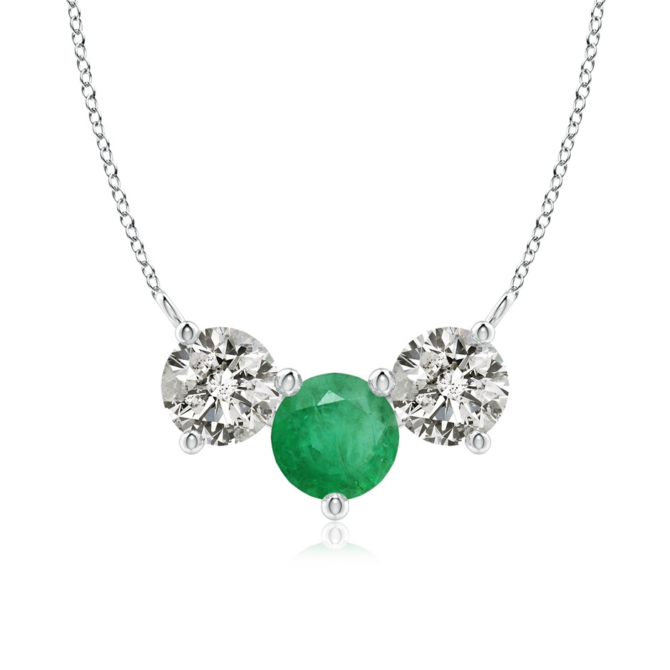 7mm A Classic Emerald and Diamond Necklace in White Gold 