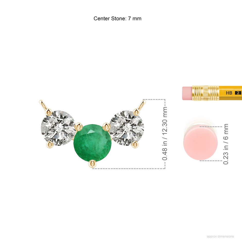 7mm A Classic Emerald and Diamond Necklace in Yellow Gold ruler