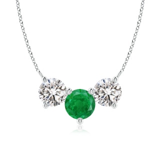 7mm AA Classic Emerald and Diamond Necklace in P950 Platinum