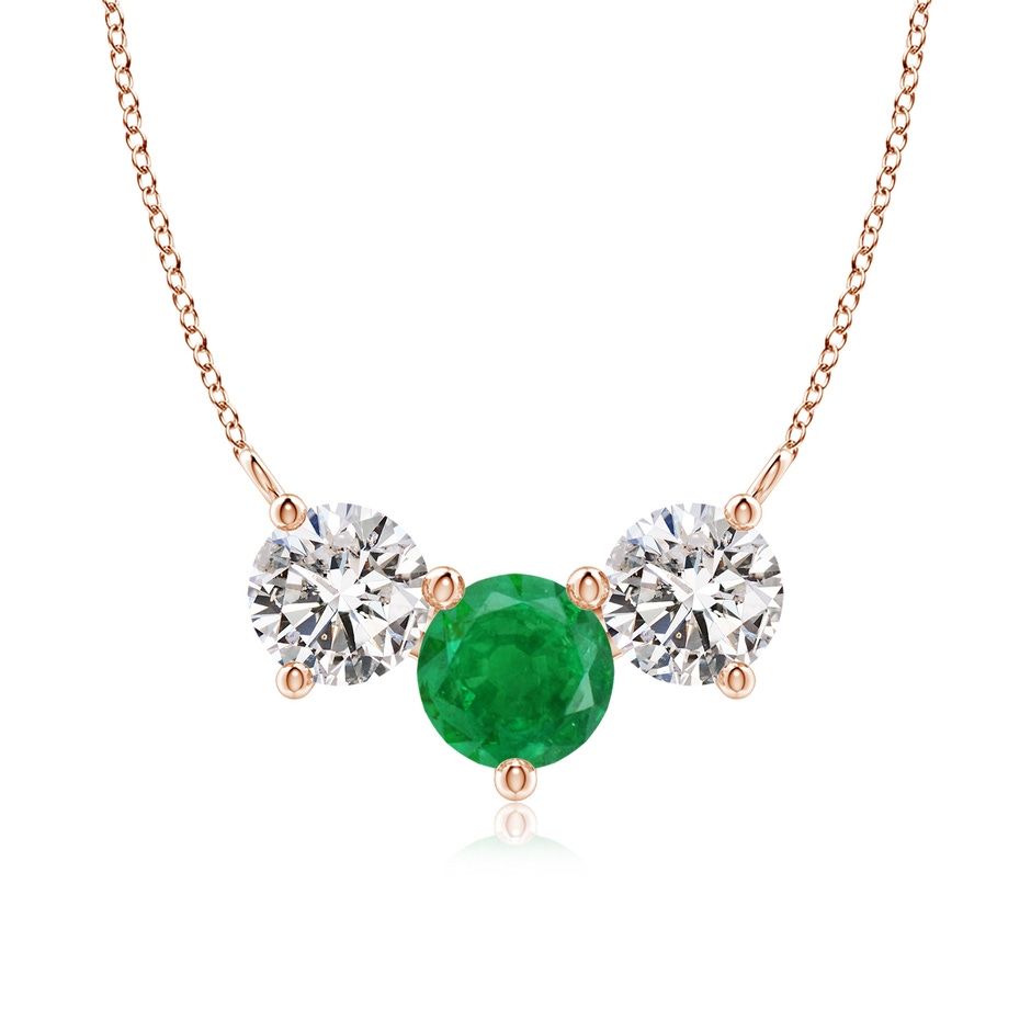 7mm AA Classic Emerald and Diamond Necklace in Rose Gold 