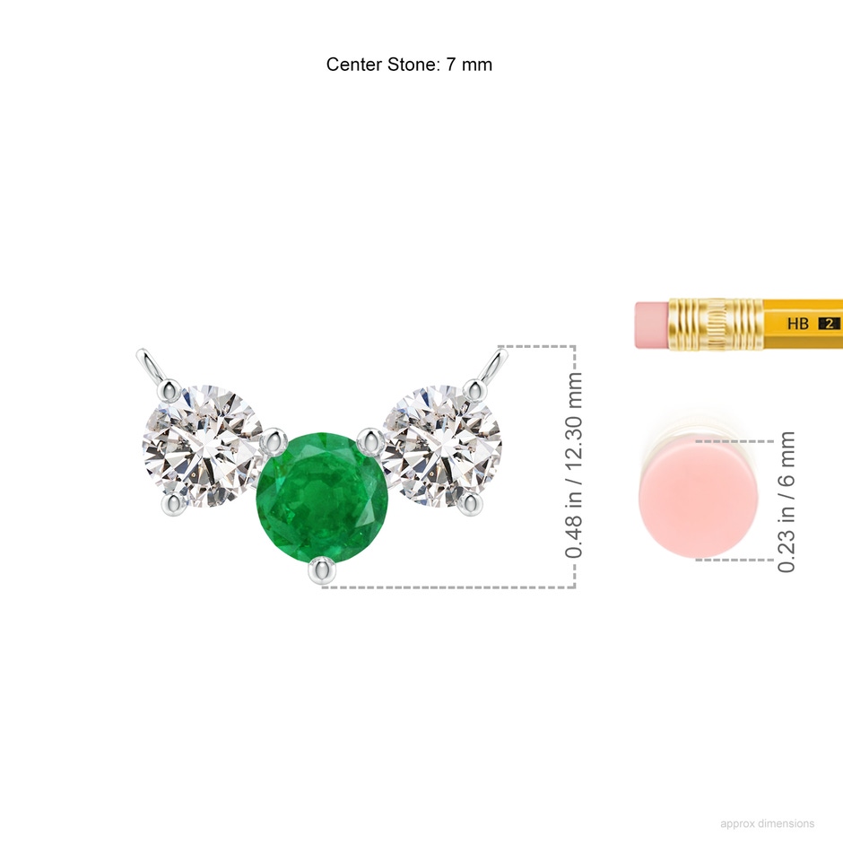 7mm AA Classic Emerald and Diamond Necklace in White Gold ruler