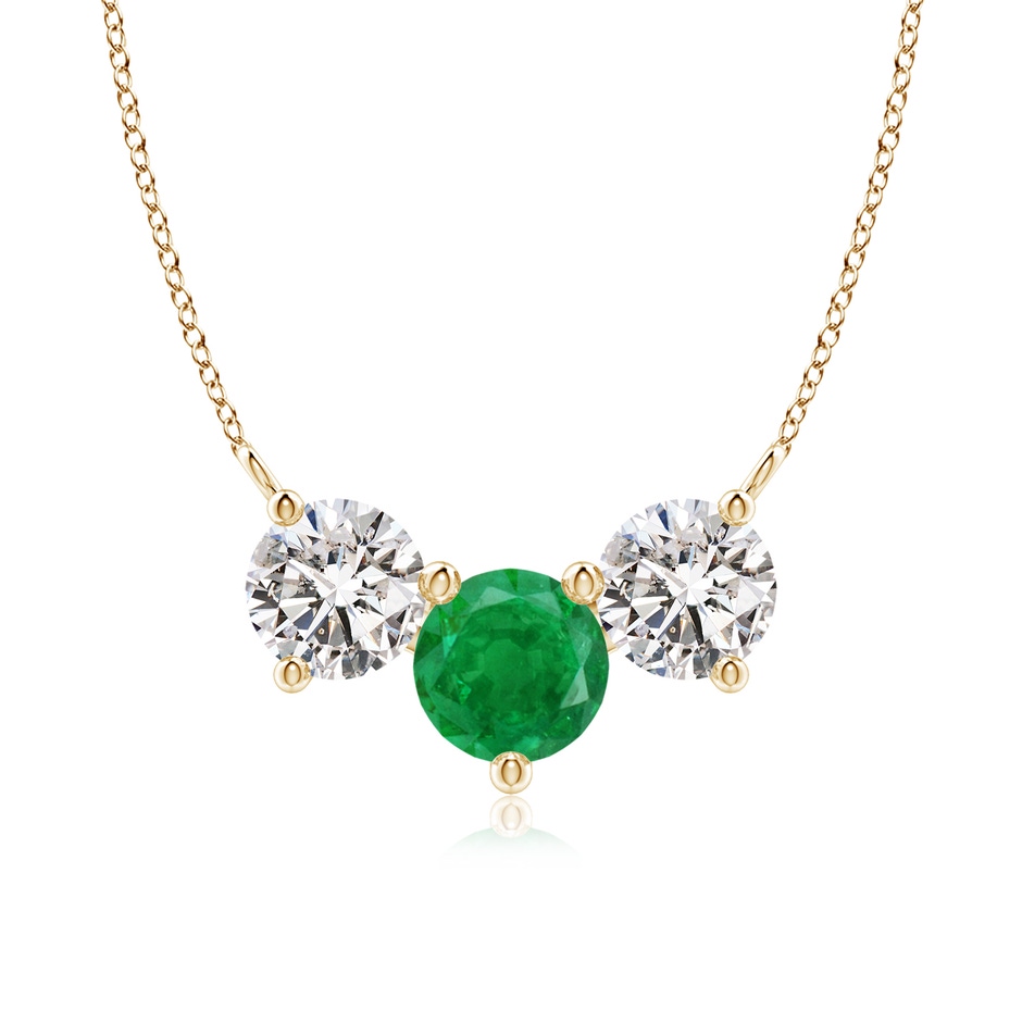 7mm AA Classic Emerald and Diamond Necklace in Yellow Gold 