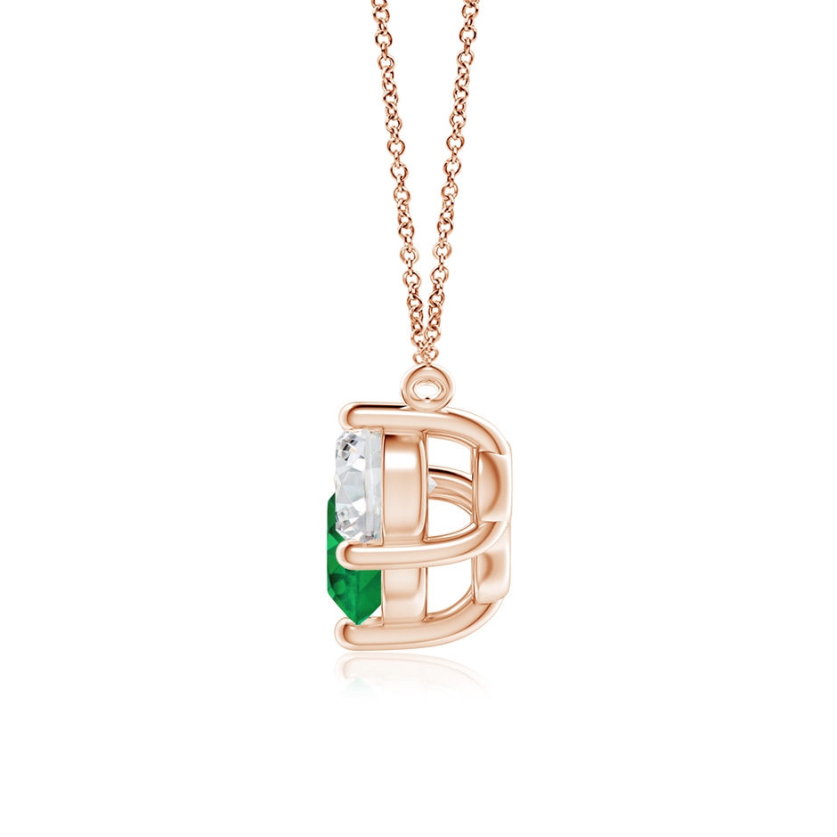 7mm AAA Classic Emerald and Diamond Necklace in Rose Gold side 199
