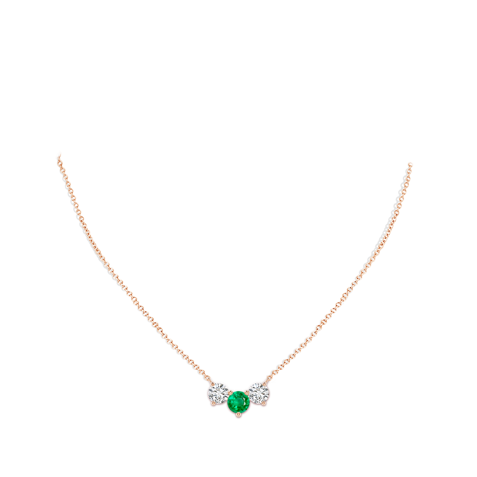 7mm AAA Classic Emerald and Diamond Necklace in Rose Gold pen
