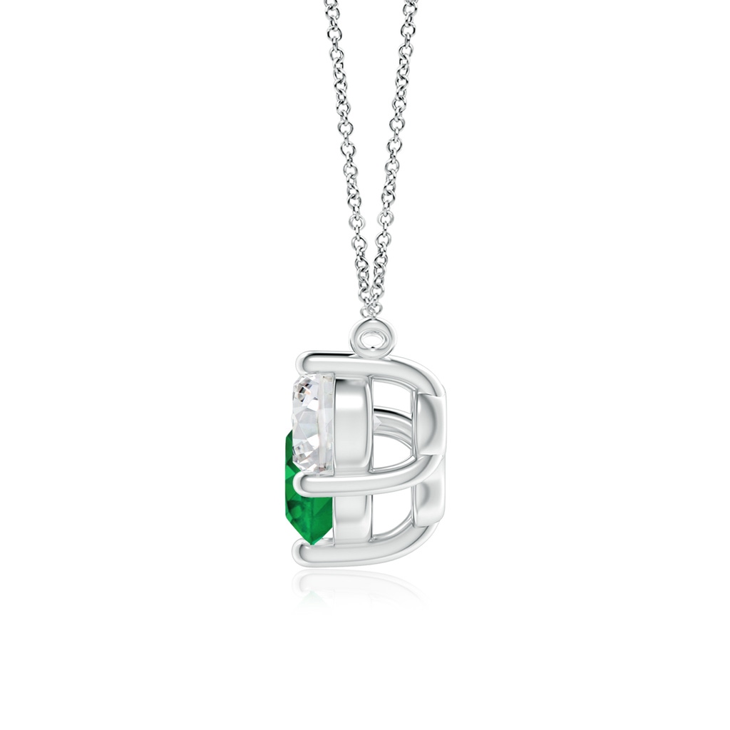 7mm AAA Classic Emerald and Diamond Necklace in White Gold Side 199