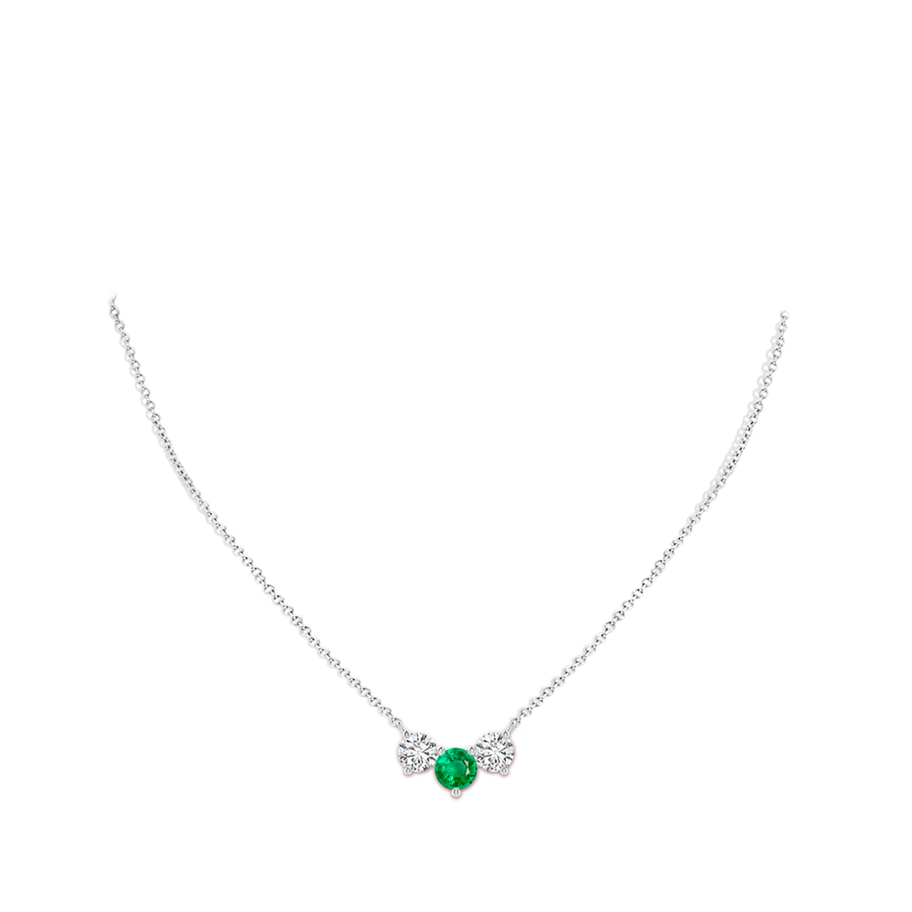 7mm AAA Classic Emerald and Diamond Necklace in White Gold pen