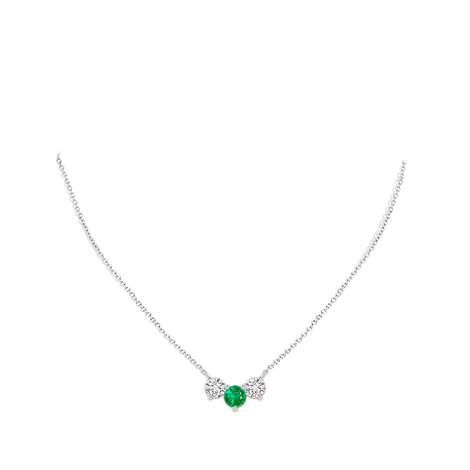 7mm AAA Classic Emerald and Diamond Necklace in White Gold pen