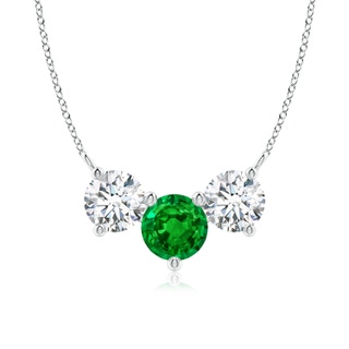 7mm AAAA Classic Emerald and Diamond Necklace in P950 Platinum