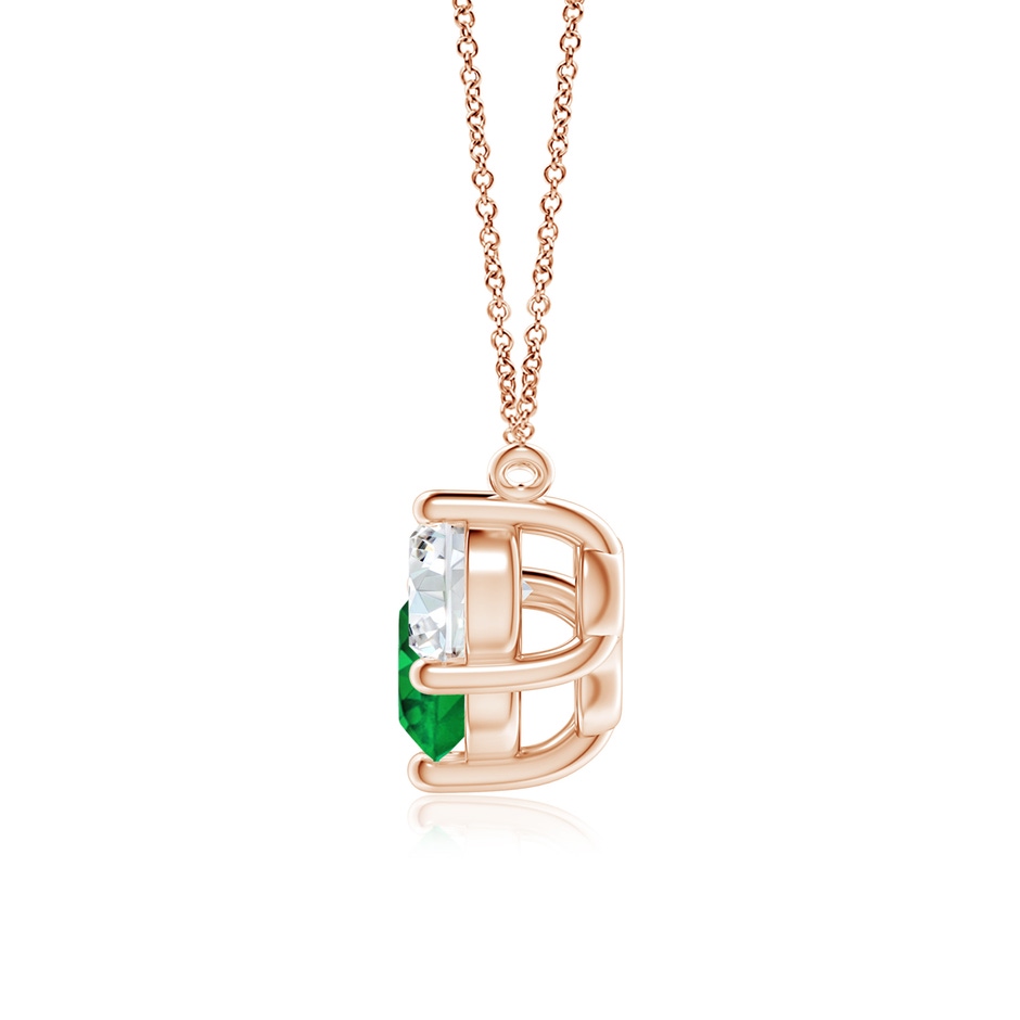 7mm AAAA Classic Emerald and Diamond Necklace in Rose Gold side 199