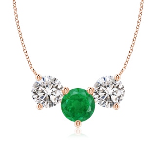 8mm AA Classic Emerald and Diamond Necklace in 9K Rose Gold