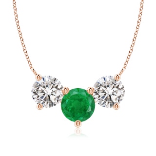 8mm AA Classic Emerald and Diamond Necklace in Rose Gold