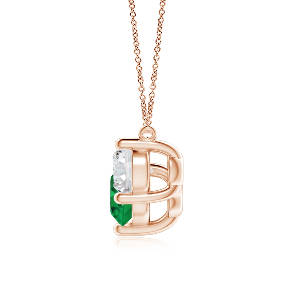8mm AAA Classic Emerald and Diamond Necklace in 18K Rose Gold side 199