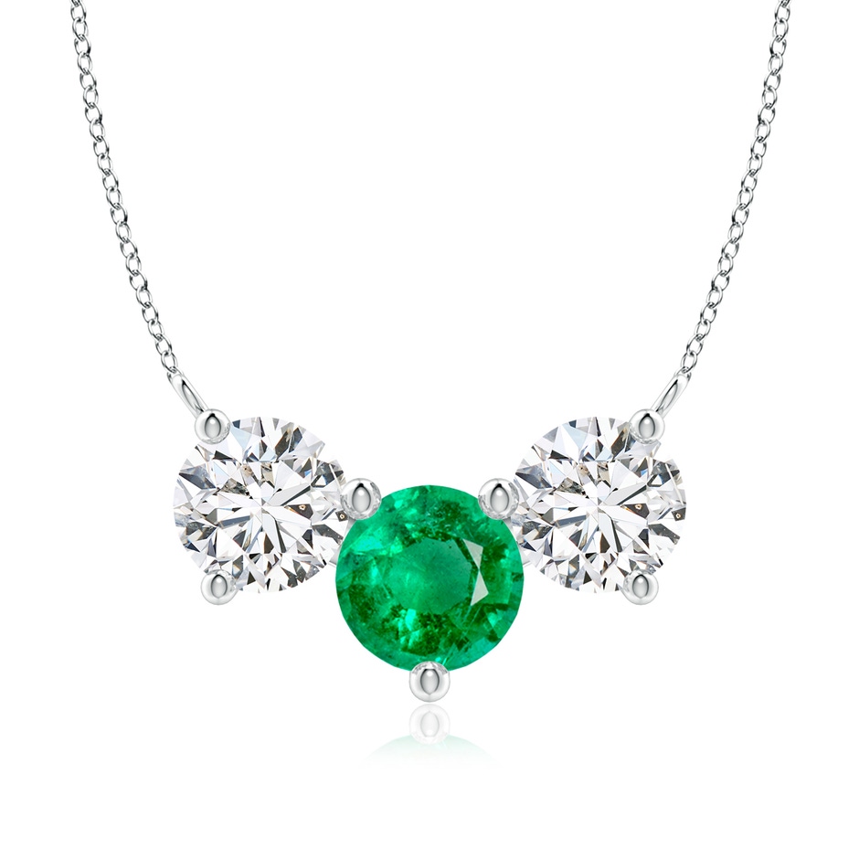 8mm AAA Classic Emerald and Diamond Necklace in P950 Platinum 