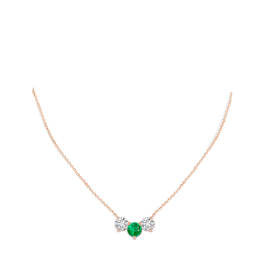 8mm AAA Classic Emerald and Diamond Necklace in Rose Gold pen