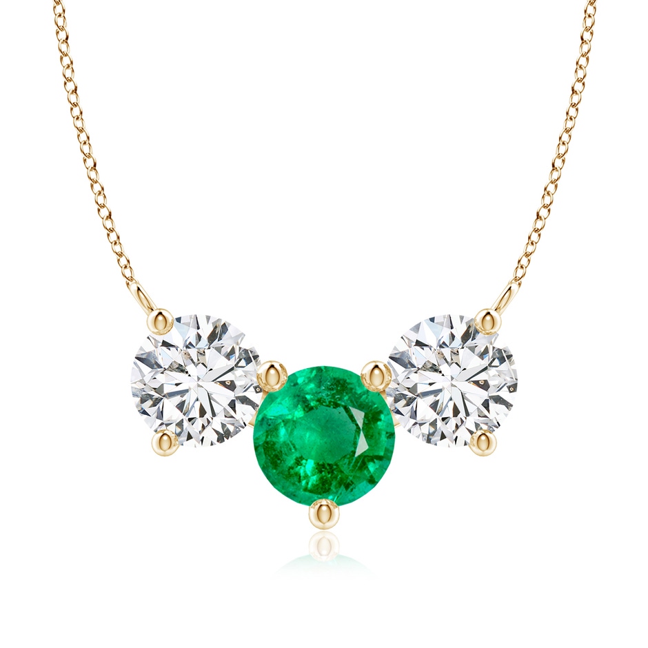 8mm AAA Classic Emerald and Diamond Necklace in Yellow Gold 