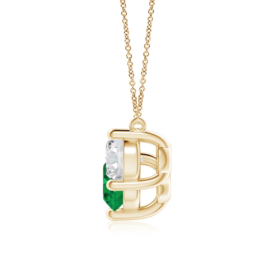 8mm AAA Classic Emerald and Diamond Necklace in Yellow Gold side 199
